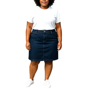 TALBOTS STRETCH A-LINE DENIM JEAN SKIRT 5 Pocket Classic Just Above Knee 20WP